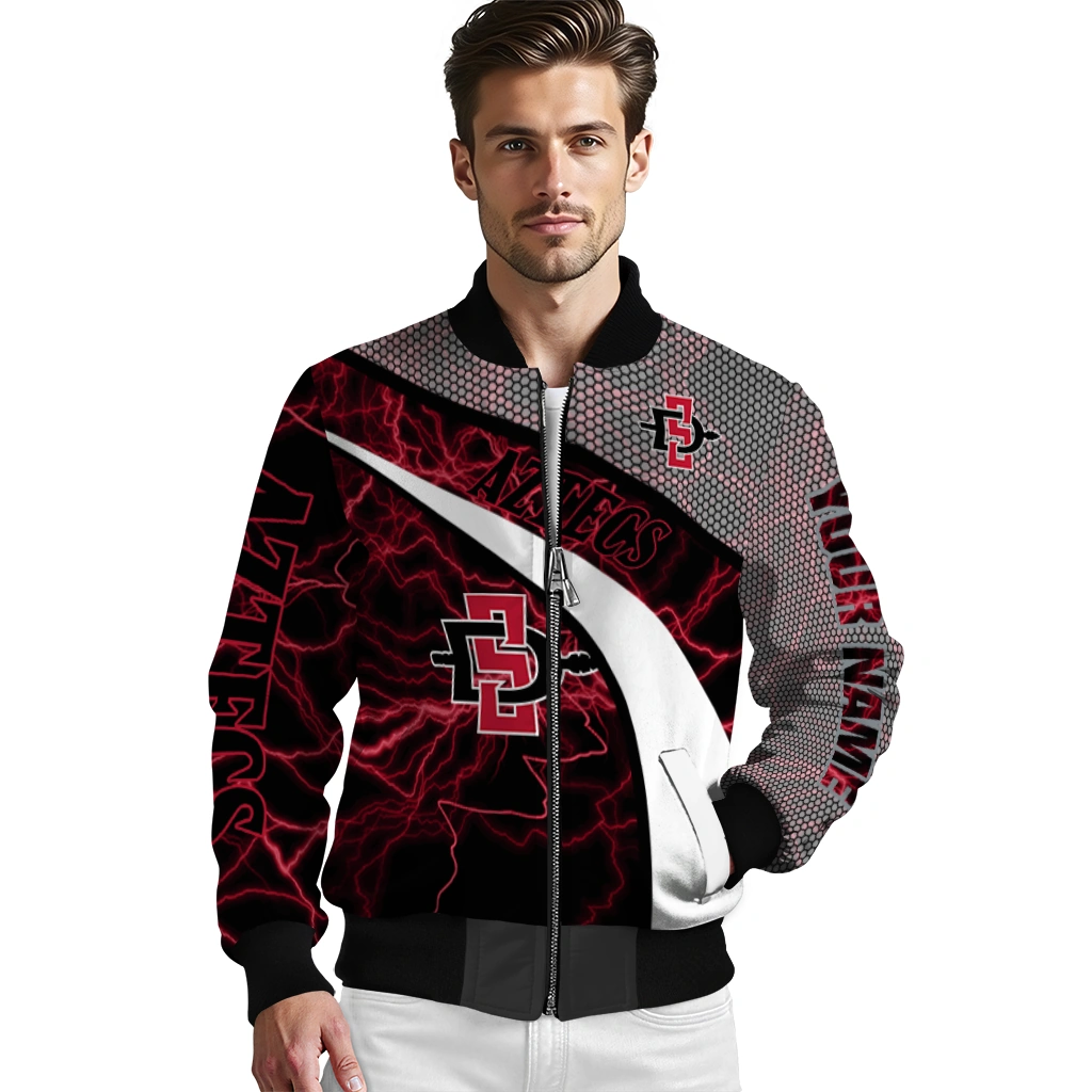 custom san diego state aztecs electric flash red bomber jacket high quality custom san diego state aztecs electric flash red bomber jacket high quality