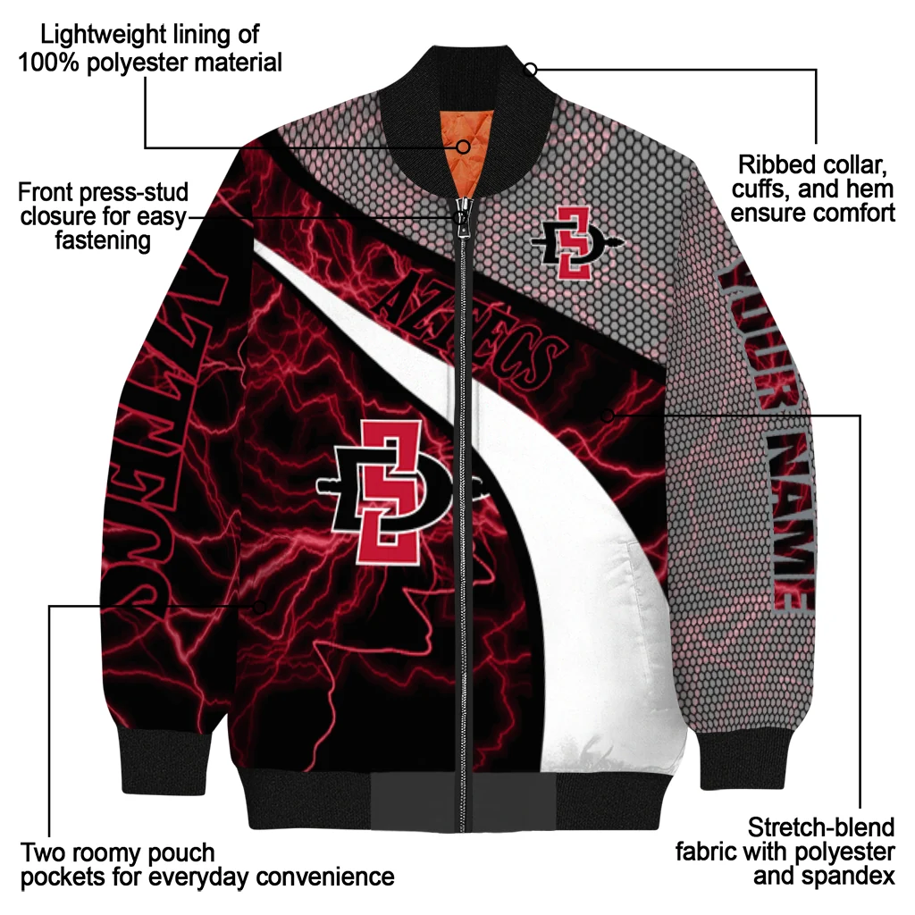 custom san diego state aztecs electric flash red bomber jacket new arrival custom san diego state aztecs electric flash red bomber jacket new arrival
