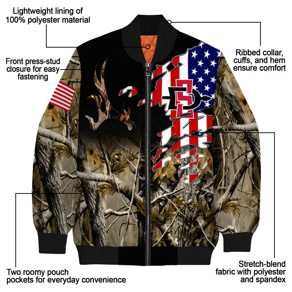 custom san diego state aztecs patriot deer camouflage bomber jacket new arrival custom san diego state aztecs patriot deer camouflage bomber jacket new arrival
