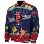 custom san diego state aztecs spongebob playtime red blue varsity jacket best selling