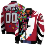 custom san diego state aztecs stars and stripes slashes red bomber jacket best selling
