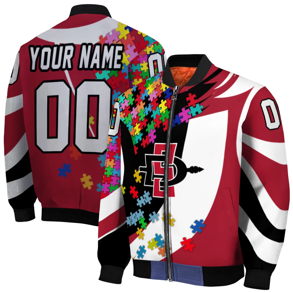 custom san diego state aztecs stars and stripes slashes red bomber jacket best selling custom san diego state aztecs stars and stripes slashes red bomber jacket best selling