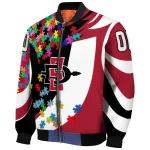 custom san diego state aztecs stars and stripes slashes red bomber jacket best selling