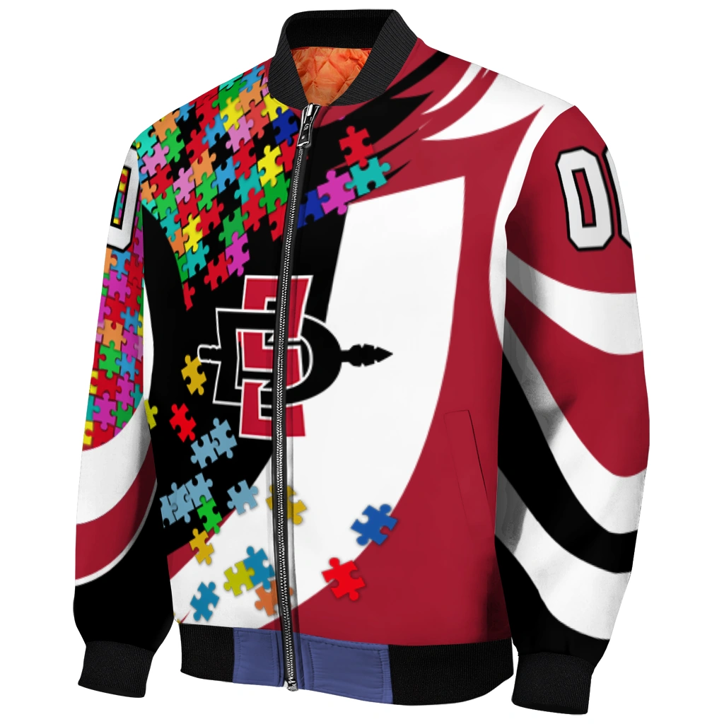 custom san diego state aztecs stars and stripes slashes red bomber jacket fashion forward custom san diego state aztecs stars and stripes slashes red bomber jacket fashion forward