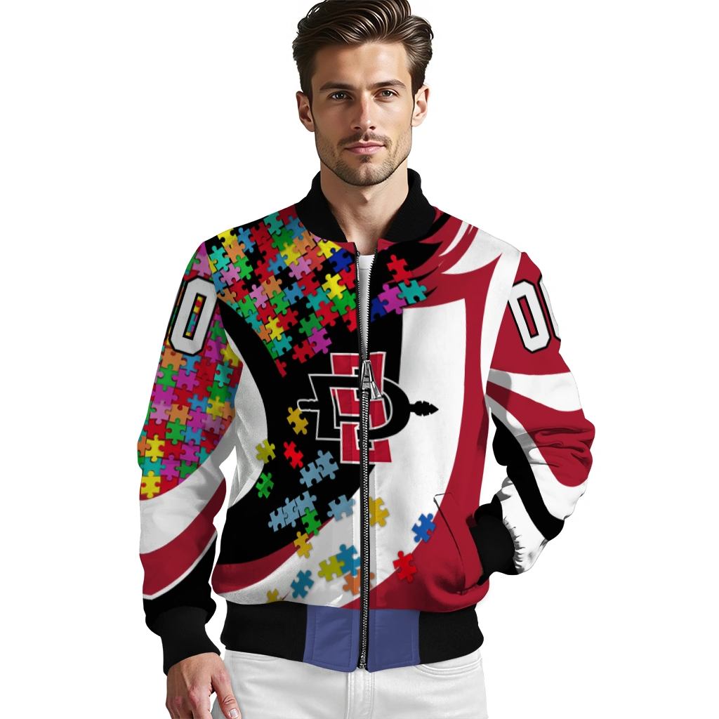 custom san diego state aztecs stars and stripes slashes red bomber jacket high quality custom san diego state aztecs stars and stripes slashes red bomber jacket high quality