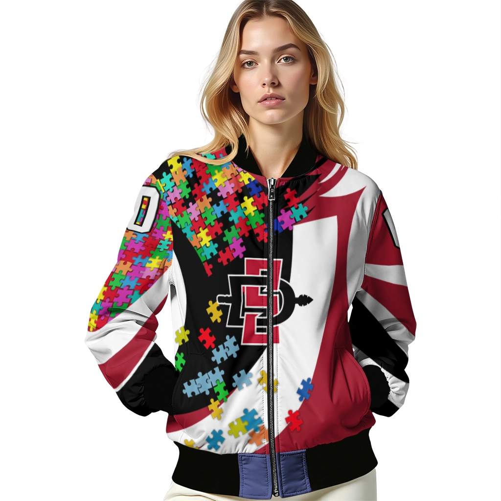 custom san diego state aztecs stars and stripes slashes red bomber jacket latest model custom san diego state aztecs stars and stripes slashes red bomber jacket latest model