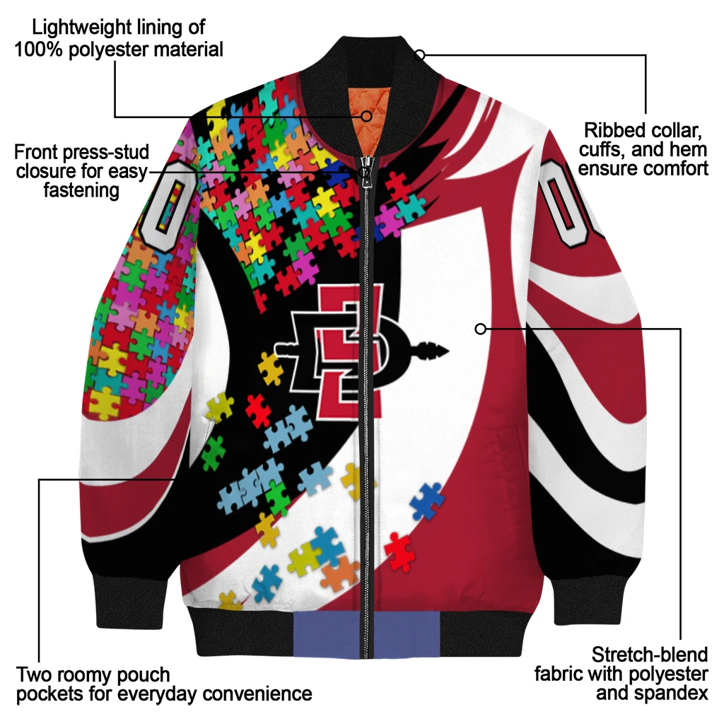 custom san diego state aztecs stars and stripes slashes red bomber jacket new arrival custom san diego state aztecs stars and stripes slashes red bomber jacket new arrival
