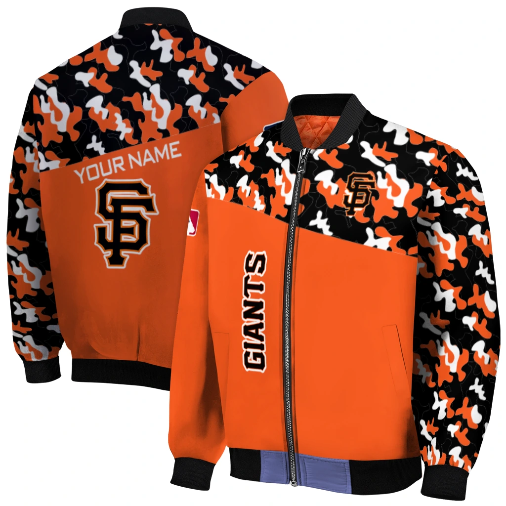 custom san francisco giants camouflage print orange bomber jacket best selling custom san francisco giants camouflage print orange bomber jacket best selling