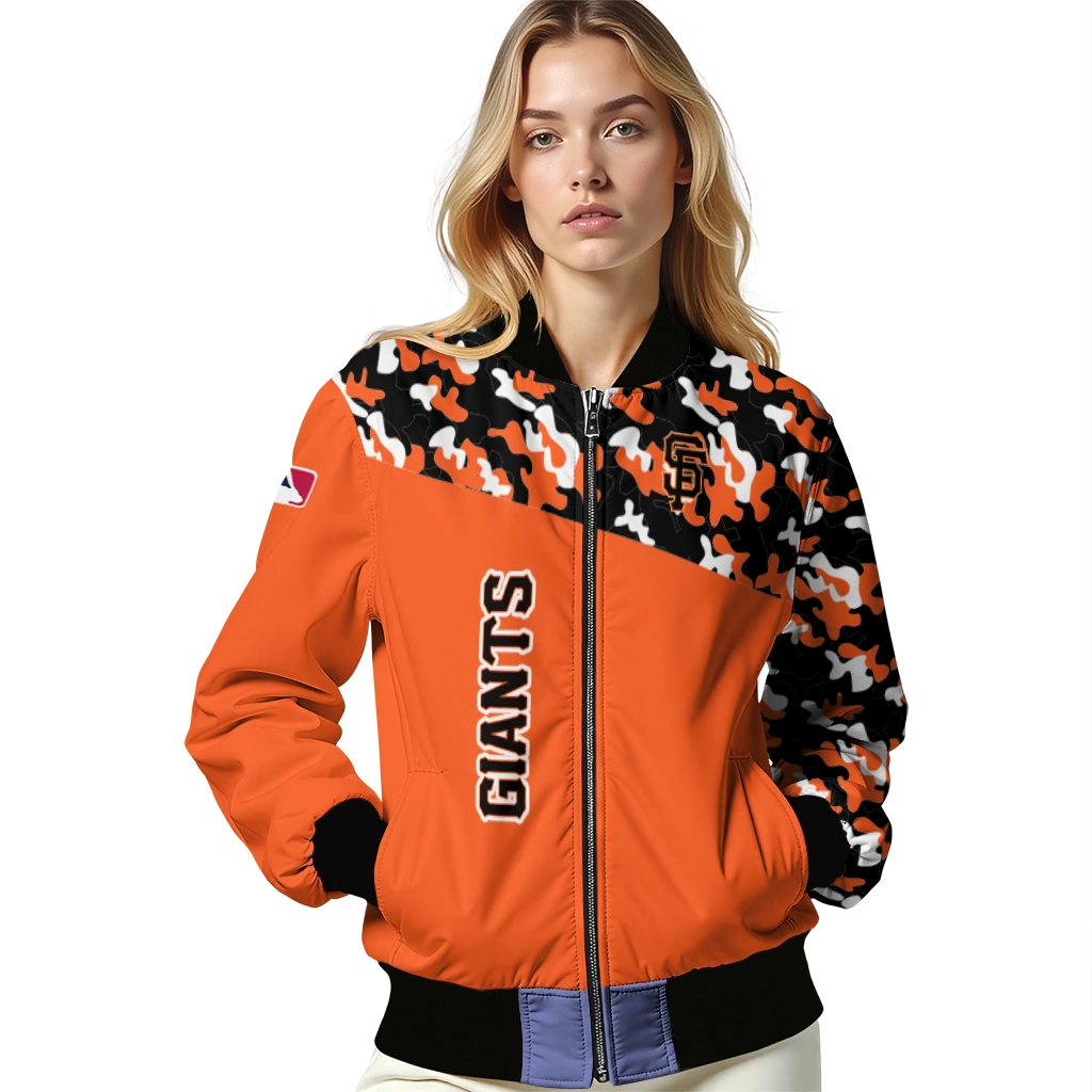 custom san francisco giants camouflage print orange bomber jacket latest model custom san francisco giants camouflage print orange bomber jacket latest model