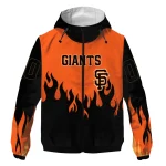custom san francisco giants flame trim orange black windbreaker jacket best selling
