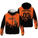 custom san francisco giants flame trim orange black windbreaker jacket best selling