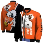 custom san francisco giants snoopy head orange bomber jacket best selling