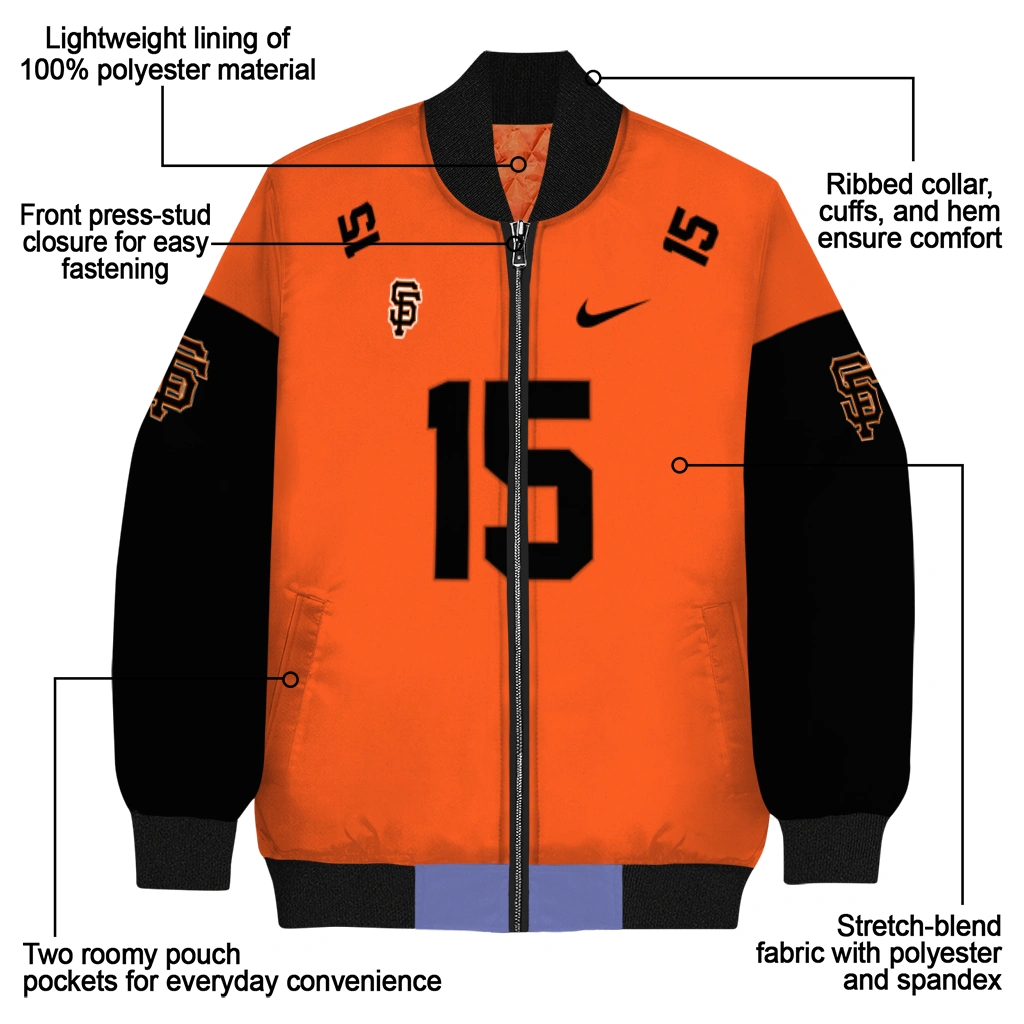 custom san francisco giants team patch orange bomber jacket new arrival custom san francisco giants team patch orange bomber jacket new arrival