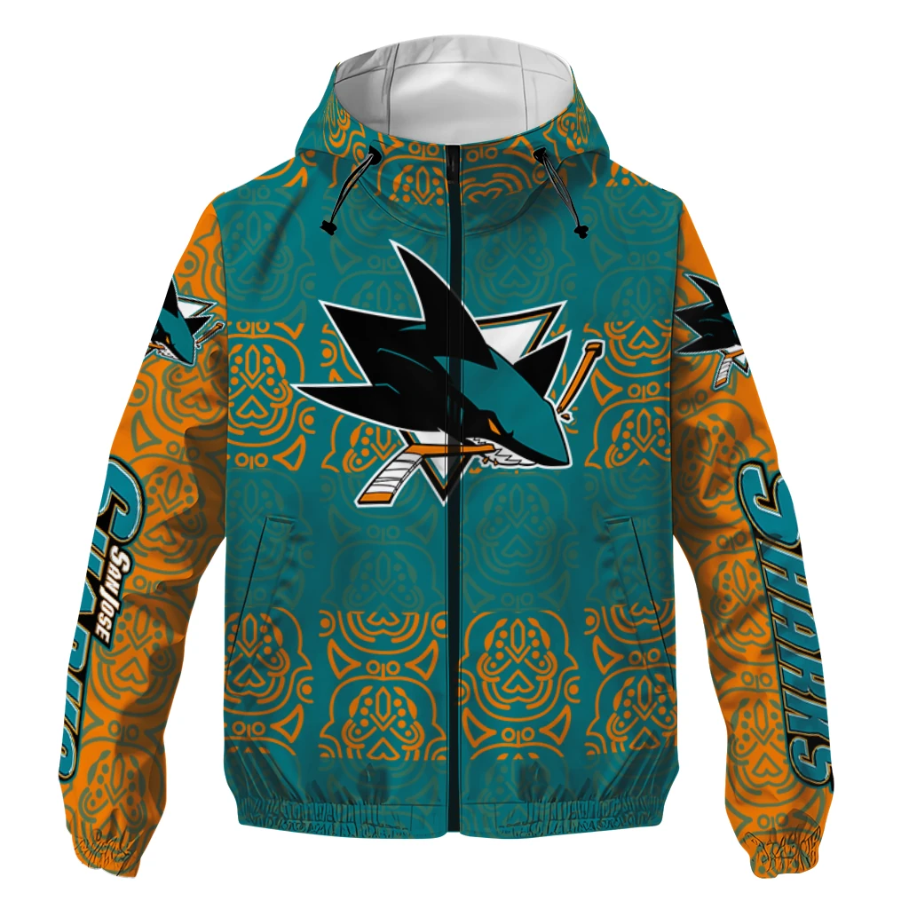 custom san jose sharks cat eyes teal windbreaker jacket best selling custom san jose sharks cat eyes teal windbreaker jacket best selling