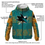custom san jose sharks cat eyes teal windbreaker jacket best selling