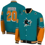 custom san jose sharks chevron style teal varsity jacket best selling