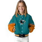 custom san jose sharks chevron style teal varsity jacket best selling