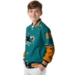 custom san jose sharks chevron style teal varsity jacket best selling