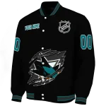 custom san jose sharks claw cut black varsity jacket best selling