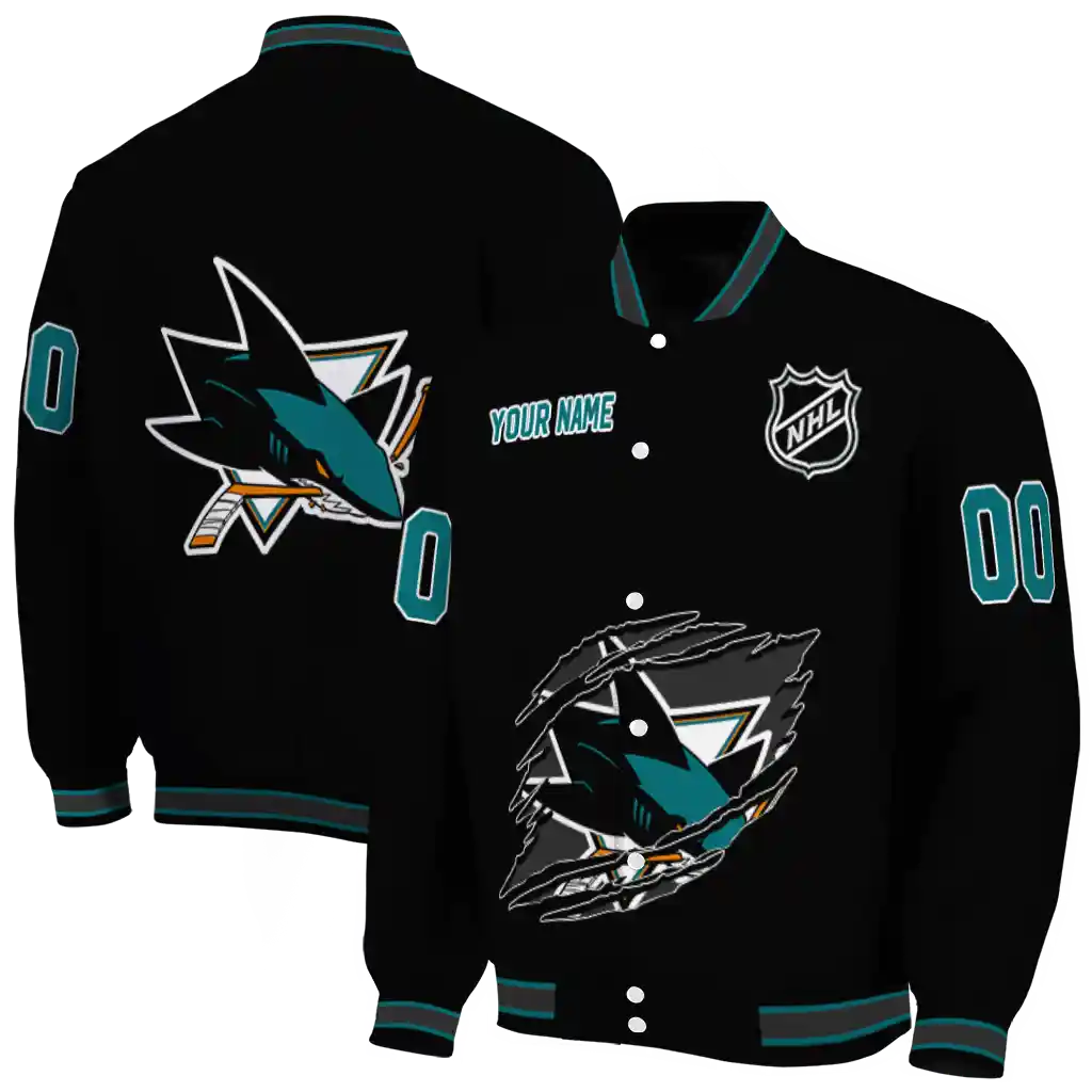 custom san jose sharks claw cut black varsity jacket fashion forward custom san jose sharks claw cut black varsity jacket fashion forward