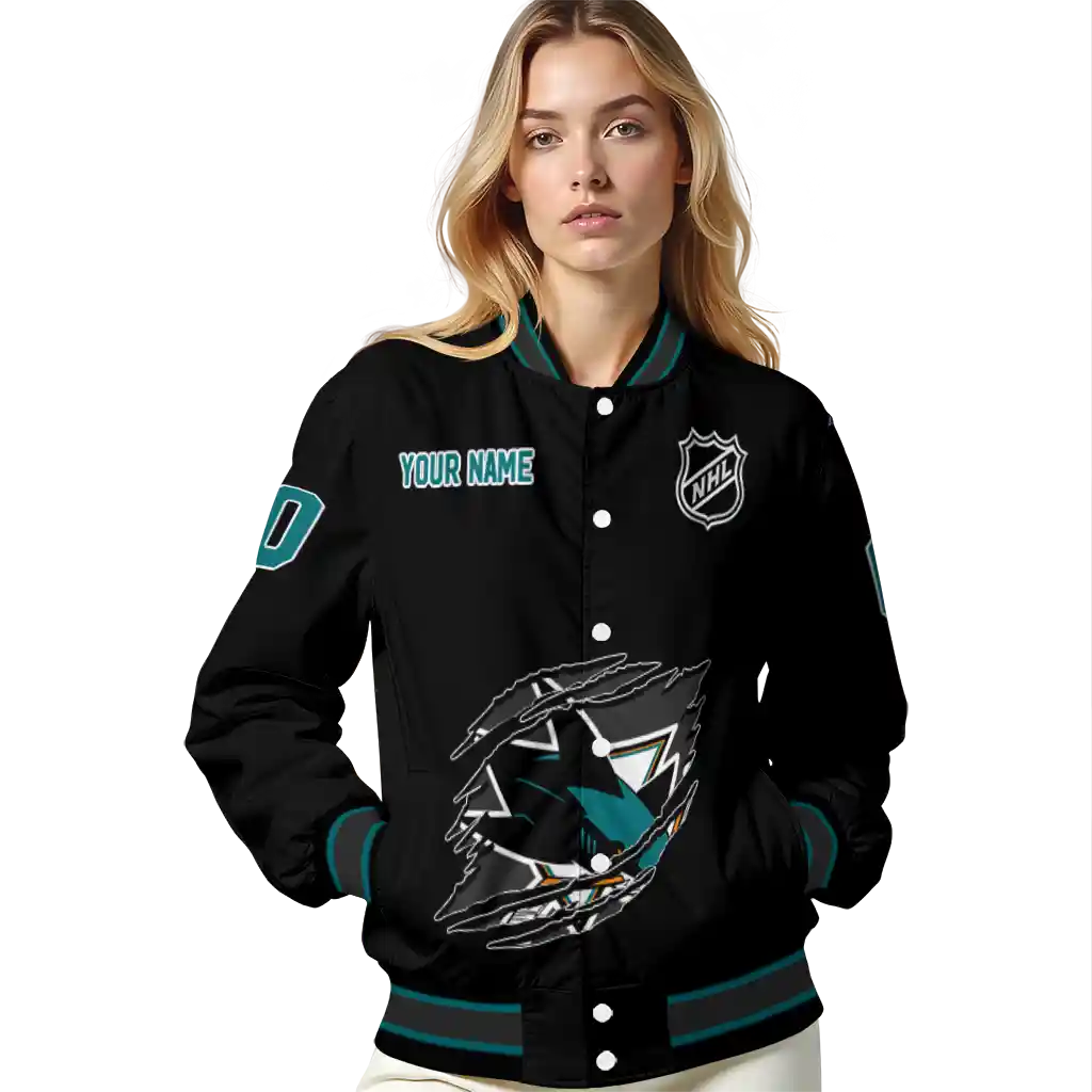 custom san jose sharks claw cut black varsity jacket latest model custom san jose sharks claw cut black varsity jacket latest model