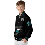 custom san jose sharks claw cut black varsity jacket best selling