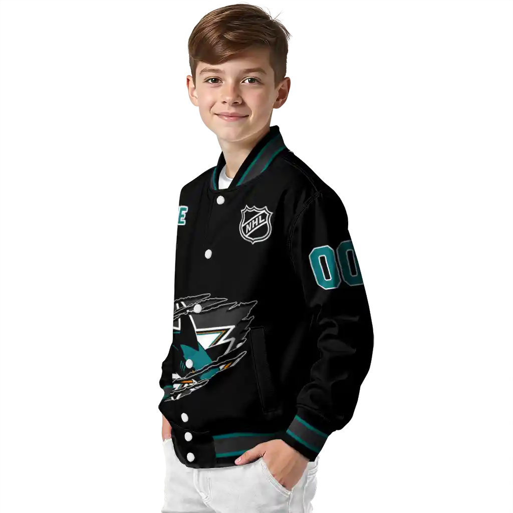 custom san jose sharks claw cut black varsity jacket trendy custom san jose sharks claw cut black varsity jacket trendy
