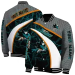 custom san jose sharks electric flash teal varsity jacket best selling