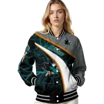 custom san jose sharks electric flash teal varsity jacket best selling