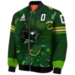custom san jose sharks shamrock vortex green bomber jacket best selling
