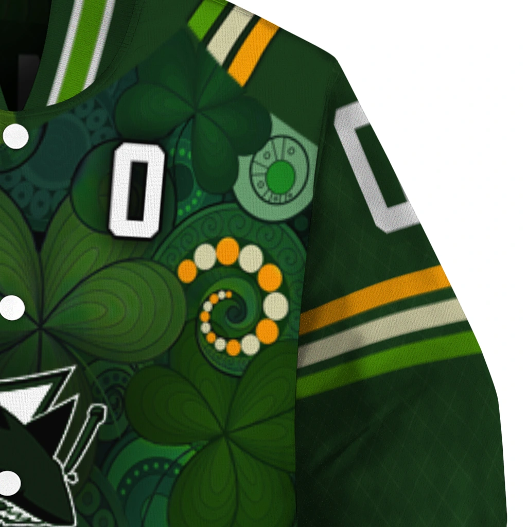 custom san jose sharks shamrock vortex green varsity jacket premium grade custom san jose sharks shamrock vortex green varsity jacket premium grade