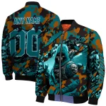 custom san jose sharks skull horde teal bomber jacket best selling