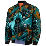 custom san jose sharks skull horde teal bomber jacket best selling