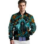 custom san jose sharks skull horde teal bomber jacket best selling