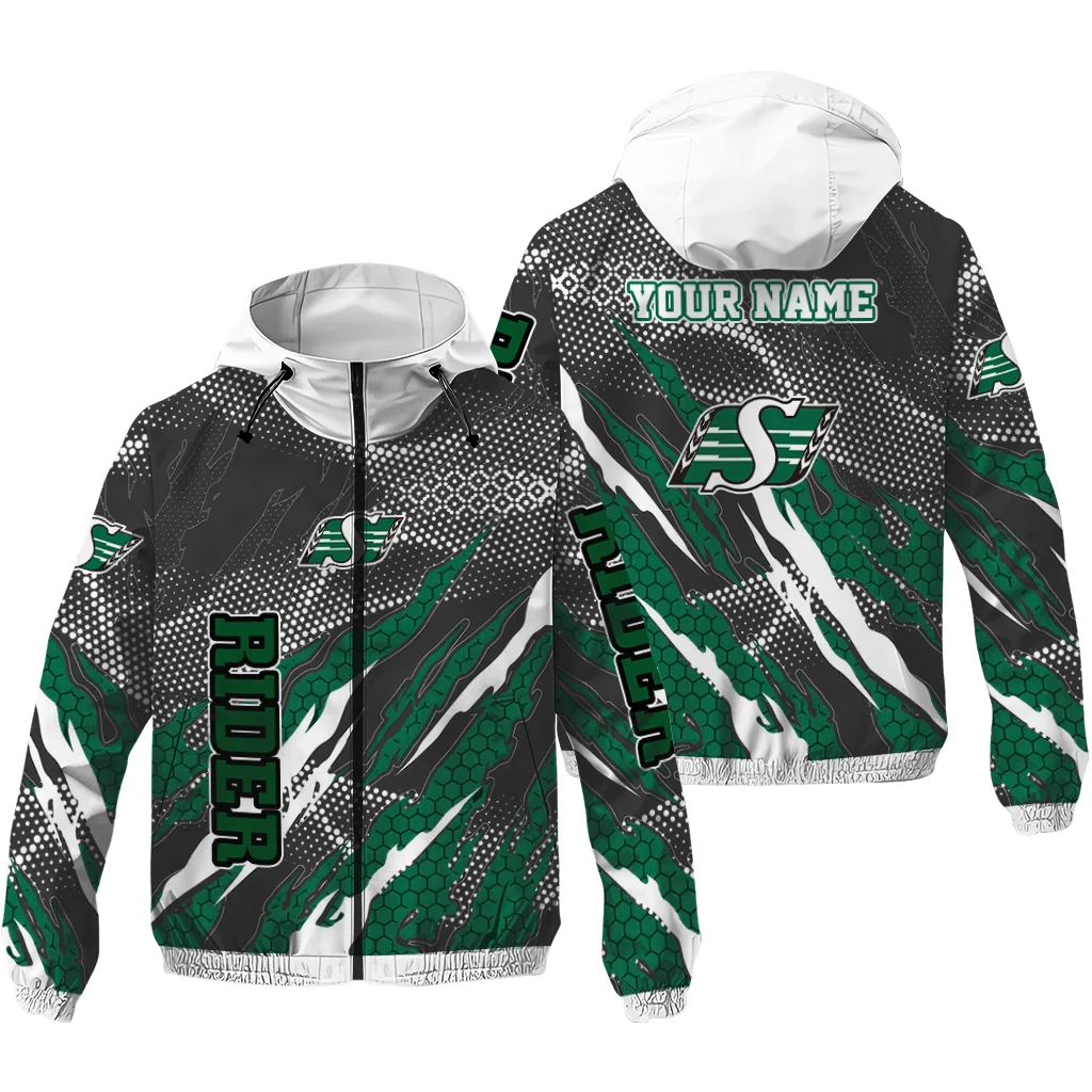 custom saskatchewan roughriders claw mesh green gray windbreaker jacket high quality custom saskatchewan roughriders claw mesh green gray windbreaker jacket high quality
