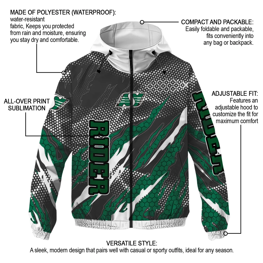 custom saskatchewan roughriders claw mesh green gray windbreaker jacket new arrival custom saskatchewan roughriders claw mesh green gray windbreaker jacket new arrival
