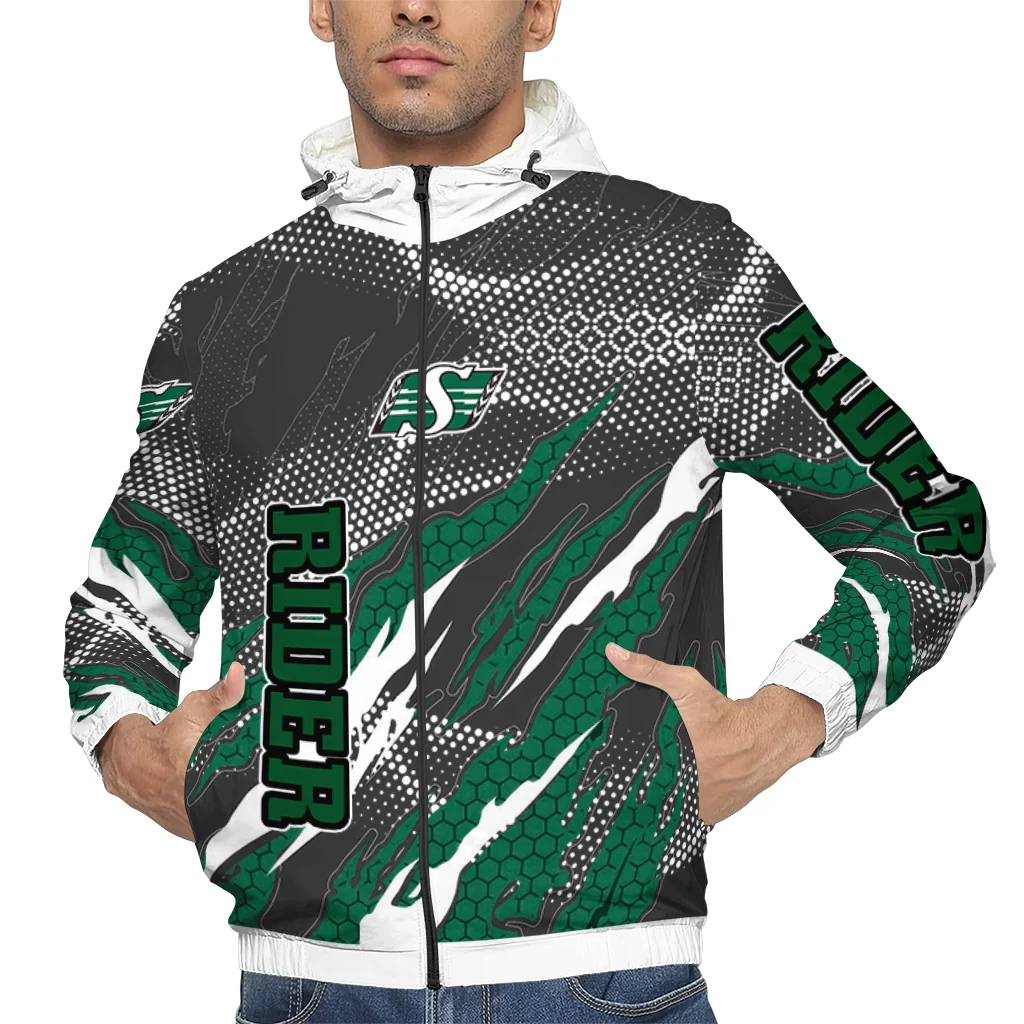 custom saskatchewan roughriders claw mesh green gray windbreaker jacket top rated custom saskatchewan roughriders claw mesh green gray windbreaker jacket top rated