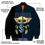 custom seattle kraken adorable yoda blue black bomber jacket best selling