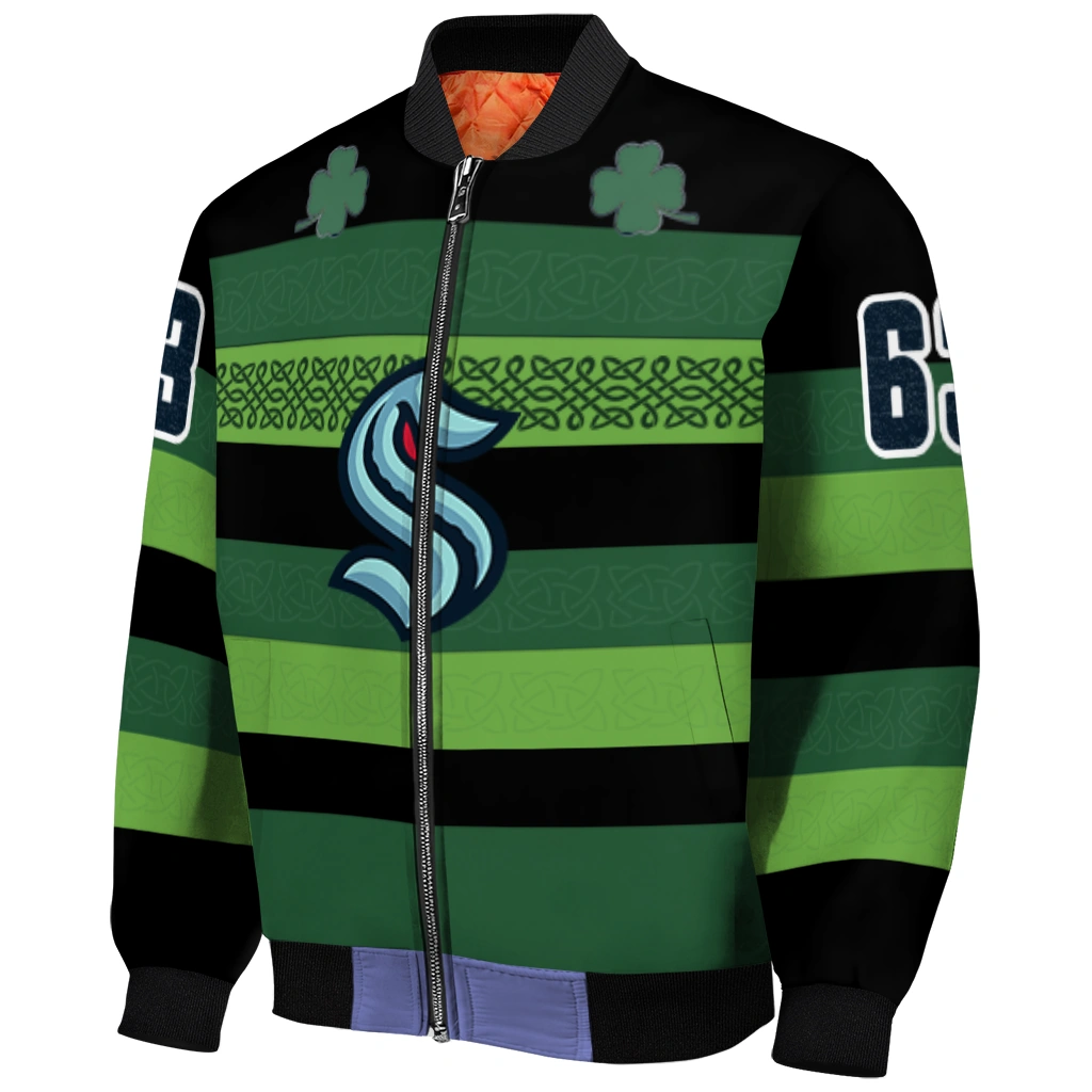 custom seattle kraken clover green lines green black bomber jacket fashion forward custom seattle kraken clover green lines green black bomber jacket fashion forward