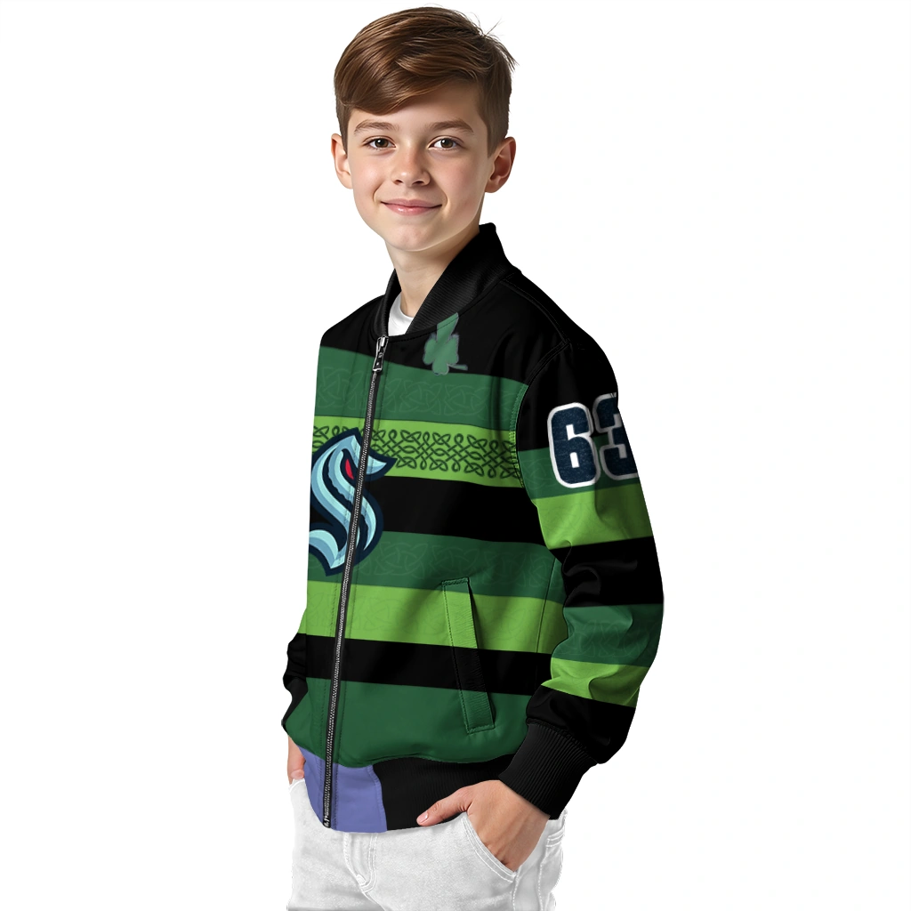 custom seattle kraken clover green lines green black bomber jacket trendy custom seattle kraken clover green lines green black bomber jacket trendy