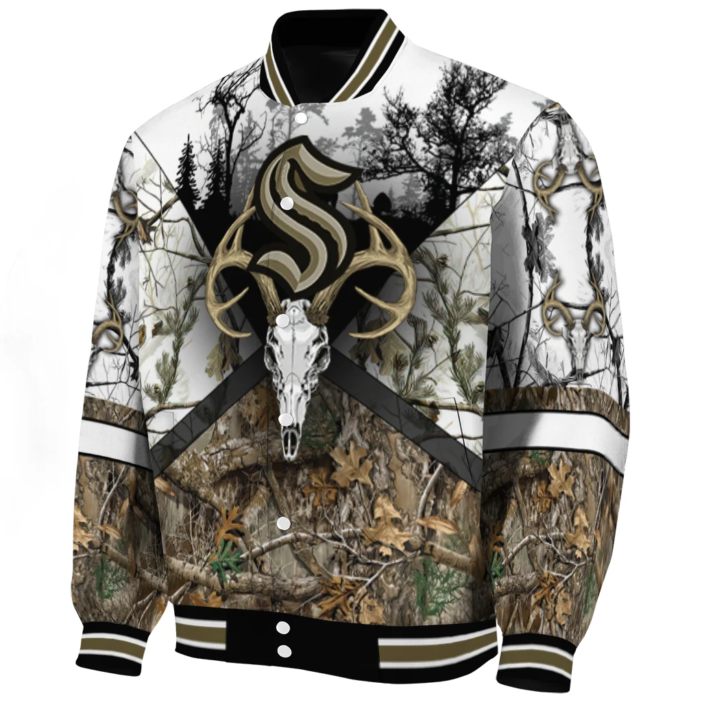 custom seattle kraken deer skull camouflage white varsity jacket best selling custom seattle kraken deer skull camouflage white varsity jacket best selling