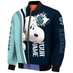 custom seattle kraken snoopy head blue bomber jacket best selling