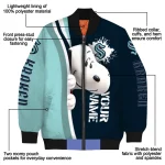 custom seattle kraken snoopy head blue bomber jacket best selling