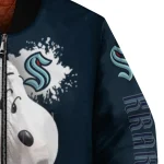 custom seattle kraken snoopy head blue bomber jacket best selling