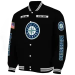custom seattle mariners american flag skull black varsity jacket best selling