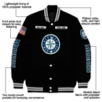 custom seattle mariners american flag skull black varsity jacket best selling