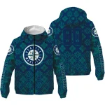 custom seattle mariners geometric blossom navy blue windbreaker jacket best selling