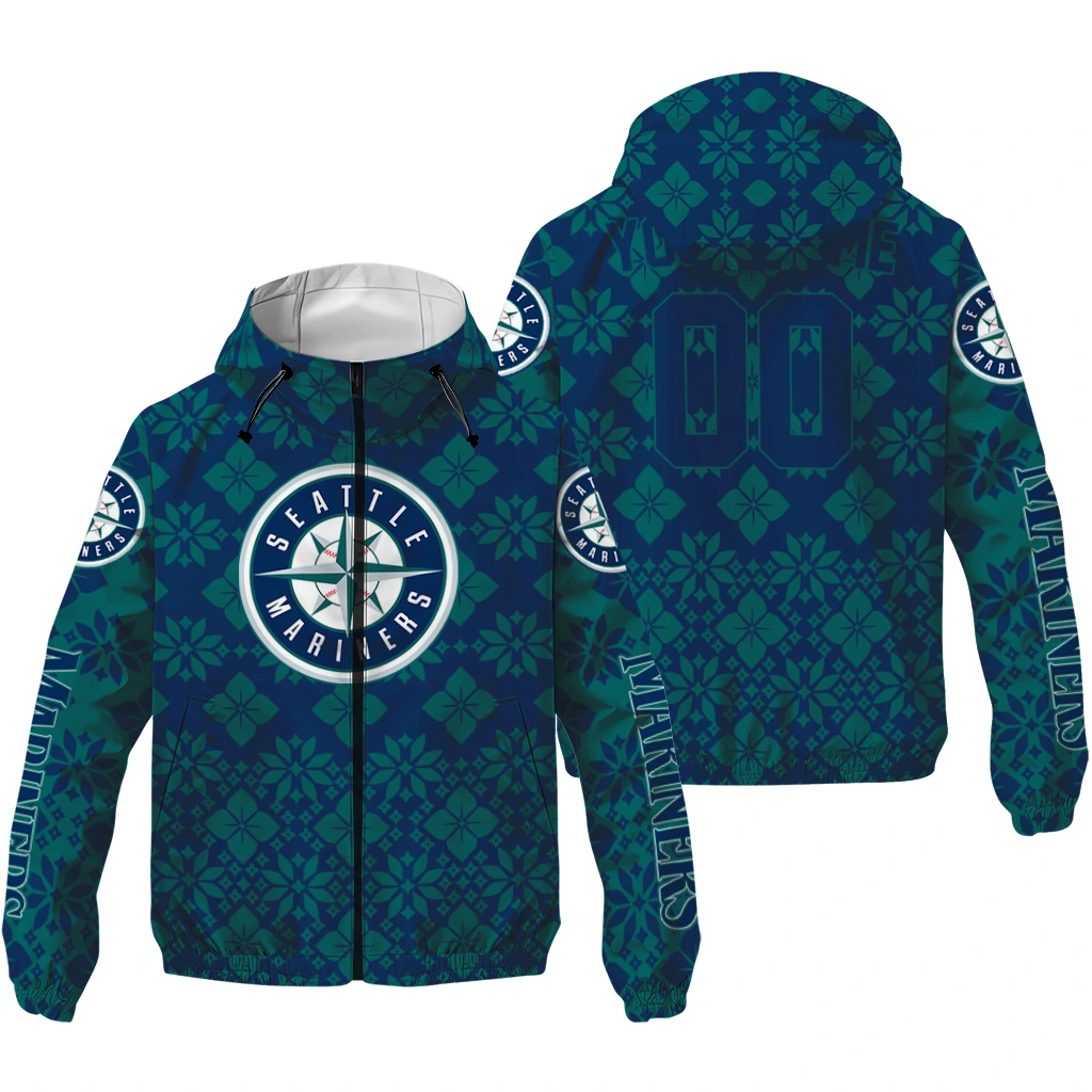custom seattle mariners geometric blossom navy blue windbreaker jacket high quality custom seattle mariners geometric blossom navy blue windbreaker jacket high quality