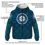 custom seattle mariners geometric blossom navy blue windbreaker jacket best selling