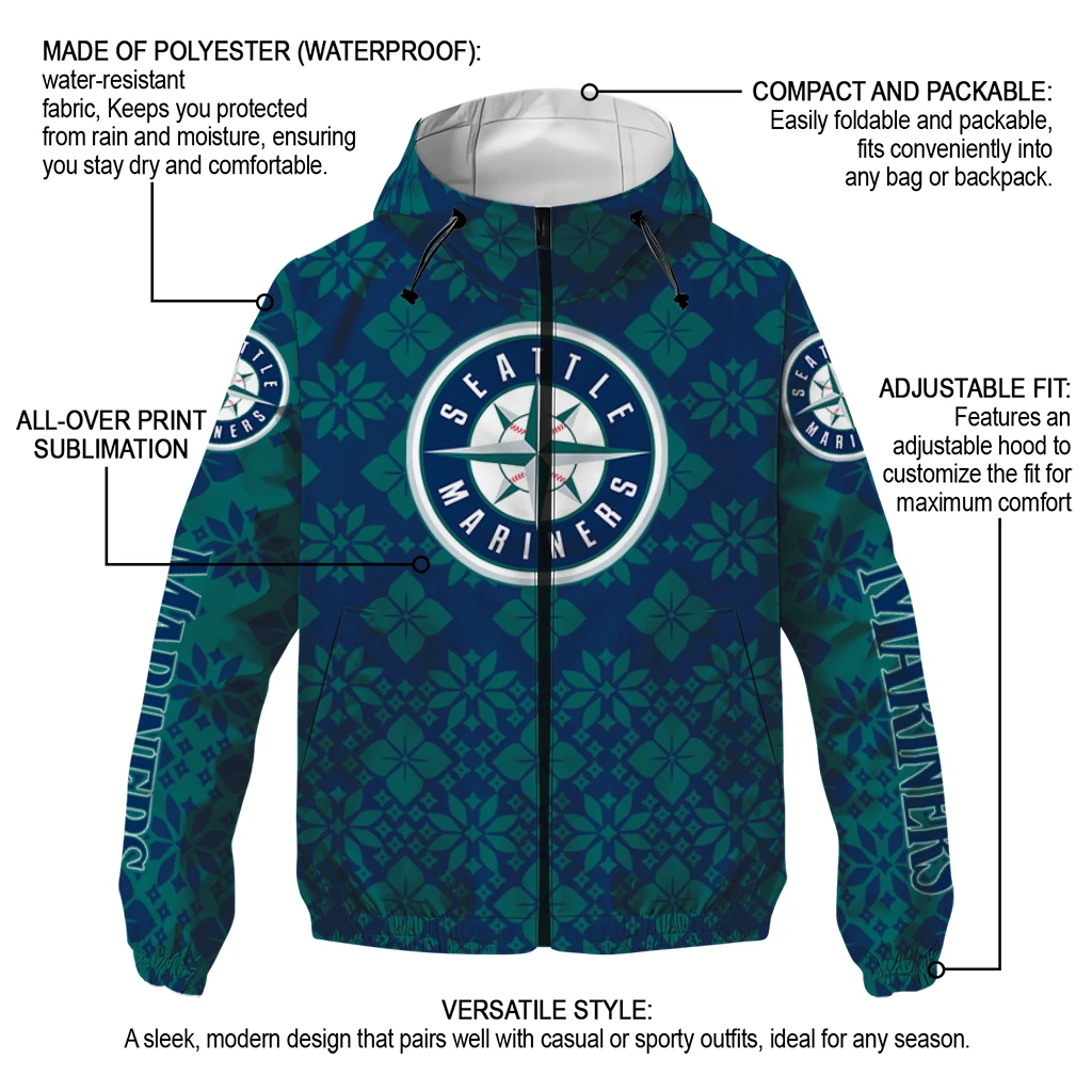 custom seattle mariners geometric blossom navy blue windbreaker jacket new arrival custom seattle mariners geometric blossom navy blue windbreaker jacket new arrival